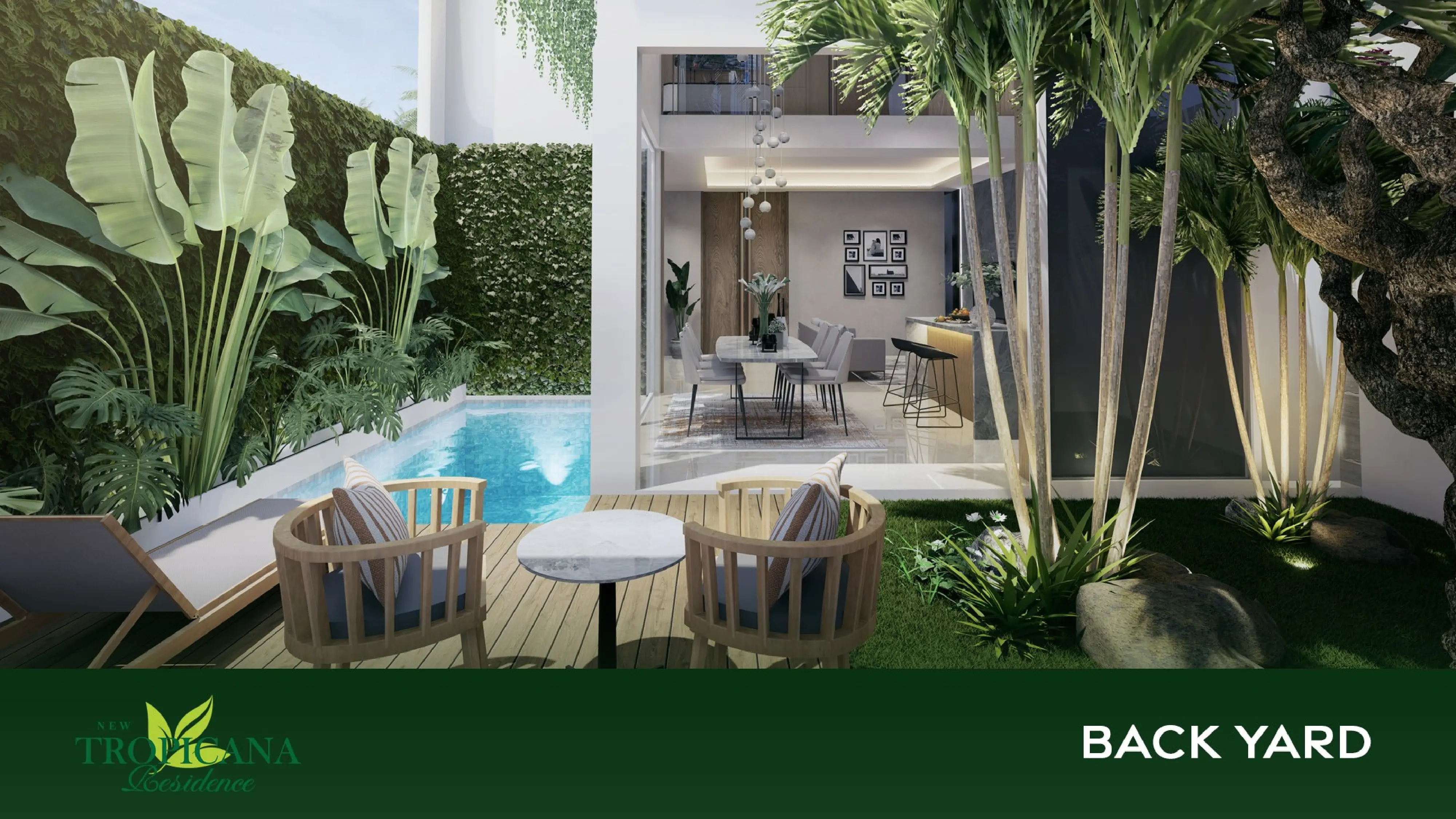 Maldives backyard with lush landscaping and privacy